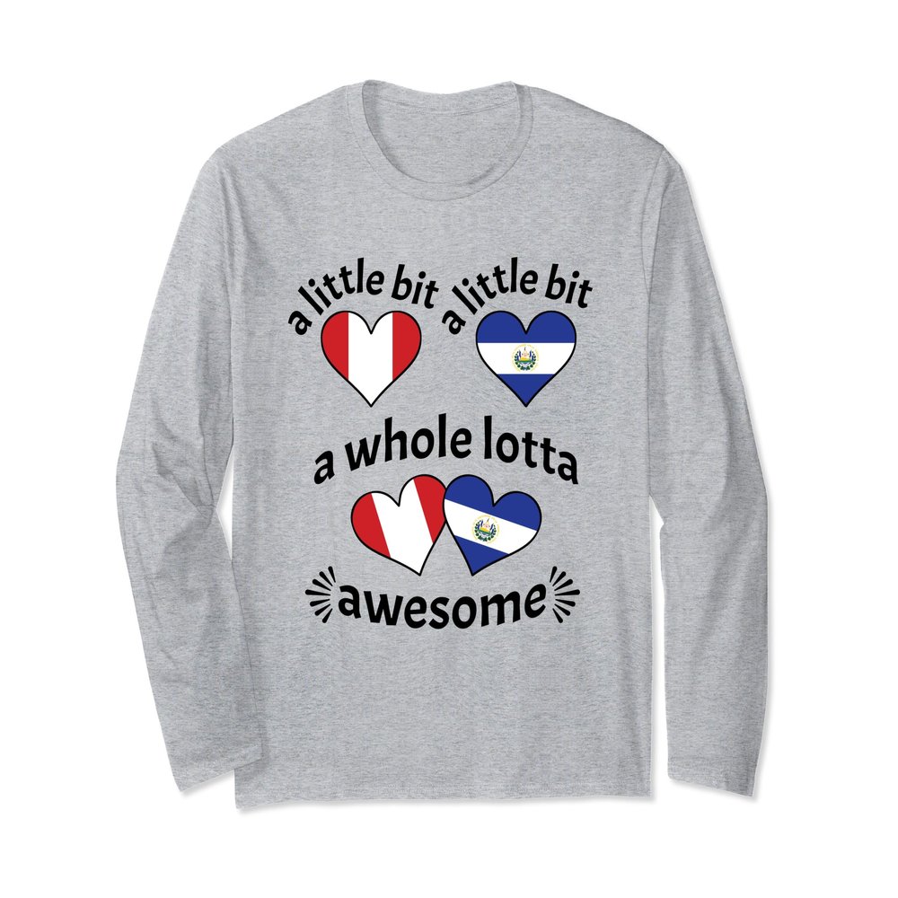 Little Bit Peruvian Salvadorian Peru El Salvador Heart Flags Long Sleeve T-Shirt