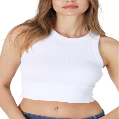 NIKIBIKI Women Seamless Ribbed High Neck Crop Top, Made in U.S.A, One Size (White)