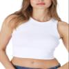 NIKIBIKI Women Seamless Ribbed High Neck Crop Top, Made in U.S.A, One Size (White) view 1