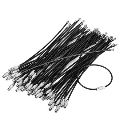 50 Pcs Black Nylon Coated Wire Keychain Cable Chain,Luggage Tag Loops,2mm Twist Barrel,5.9 Inches Length