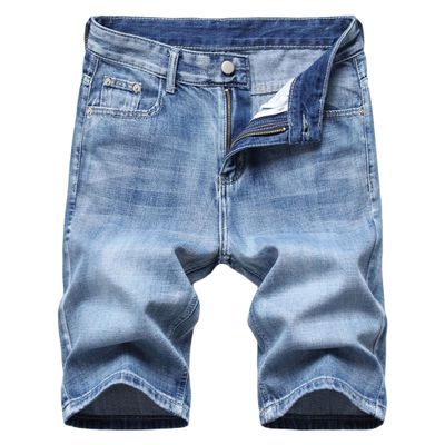 NineFit Basics Men Ripped Distressed Short Jeans Straight Leg Holes Denim Shorts for Male Summer Slim Fit Jean Short-Pant (30,Light Blue)