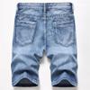 NineFit Basics Men Ripped Distressed Short Jeans Straight Leg Holes Denim Shorts for Male Summer Slim Fit Jean Short-Pant (30,Light Blue) view 3