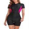 Hedmy Swimsuit for Women One Piece Swimsuit Athletic Tummy Control Bathing Suit Short/Long Sleeve Swimwear Black Large view 1
