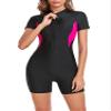 Hedmy Swimsuit for Women One Piece Swimsuit Athletic Tummy Control Bathing Suit Short/Long Sleeve Swimwear Black Large view 3