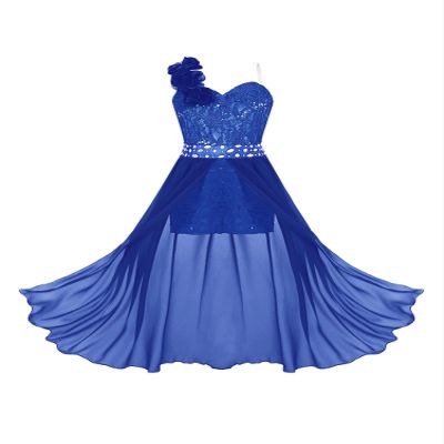 YOOJIA Kids Girls Sleeveless Floral Lace Shiny Rhinestones Birthday Party Maxi Dress Pageant Dancing Romper Gowns Z Royal Blue 16
