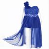 YOOJIA Kids Girls Sleeveless Floral Lace Shiny Rhinestones Birthday Party Maxi Dress Pageant Dancing Romper Gowns Z Royal Blue 16 view 3