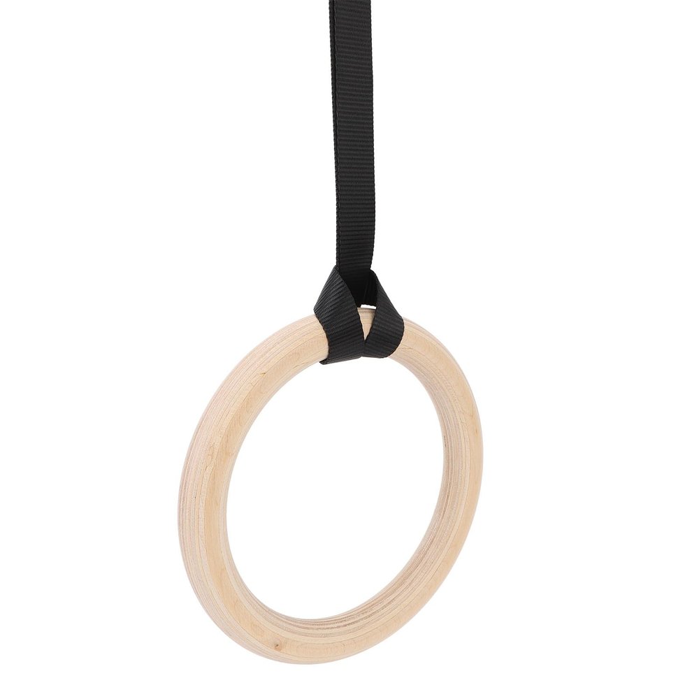 RiToEasysports Wooden Gymnastics Ring, Pull Up Strength Training Exercise Rings Fitness Rings with Adjustable Straps for Gymnastics Training