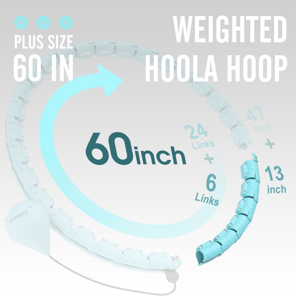 JKSHMYT Smart Weighted Fit Hoop Plus Size 60 inch, 30 Detachable Links