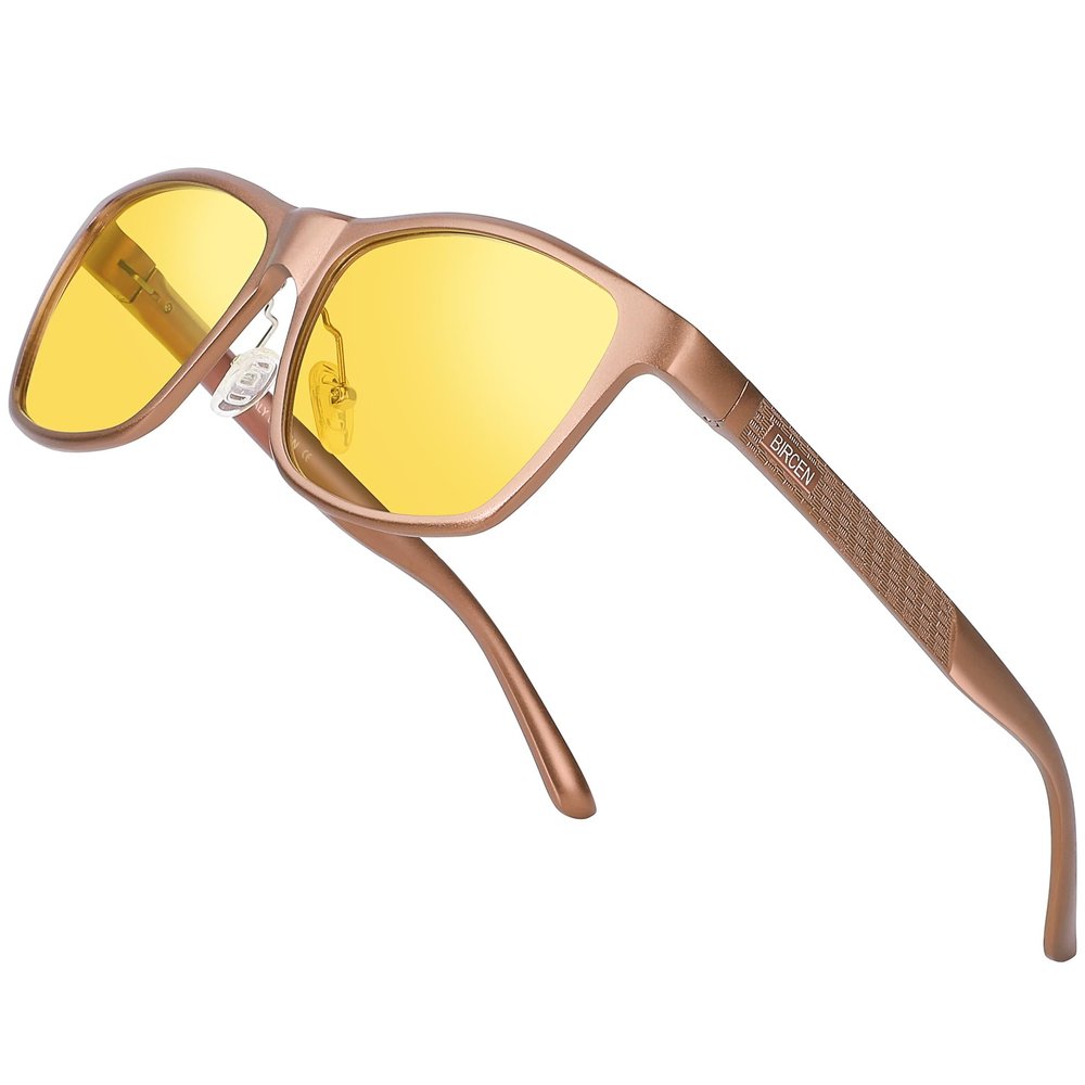 BIRCEN Night Vision Glasses for Driving: HD Anti Glare Metal Frame Men Night Driving Glasses