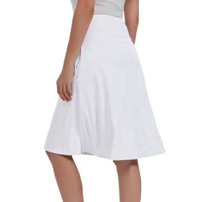 NOOYME 24" Skorts Modest for Women with Pockets Midi Knee Length Athletic Skirts (XXXL, White)