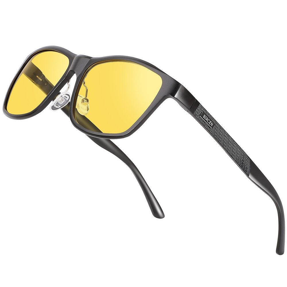 BIRCEN Night Vision Glasses for Driving: HD Anti Glare Metal Frame Men Night Driving Glasses