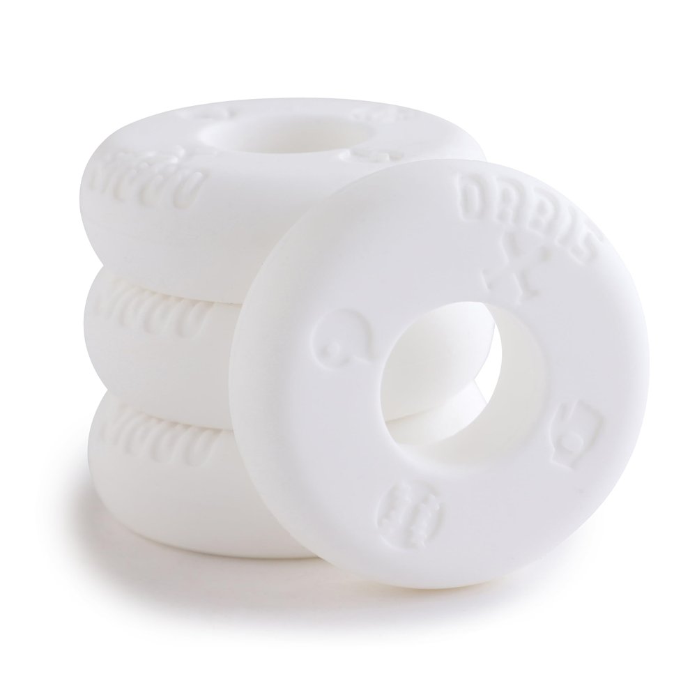Bat Grip Choke Up Rings with Baseball Icons, 4 Pack, Bat Knob Stacker for Youth Baseball, Softball and Tee Ball, Improve Grip and Reduce Sting (White)