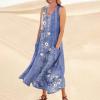 HXHYQKP Women's Linen Clothes Plus Size Dresses for Curvy Women Plus Size Maxi Dress for Women Plus Size Summer Clothes for Women Plus Size Sun Dresses Women Linen Dresses for Women Purple XL view 2