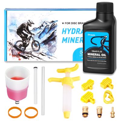 cyctravel Brake Bleed Kit for SHIMANO Hydraulic Brakes. Bicycle Hydraulic Brake Bleed Kit Including 150ML Mineral Oil Brake Fluid and Step by Step Instructions.
