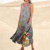 HXHYQKP Plus Size Linen Dresses for Curvy Women Sleeveless Summer Maxi Sun Dresses with Pockets view 2