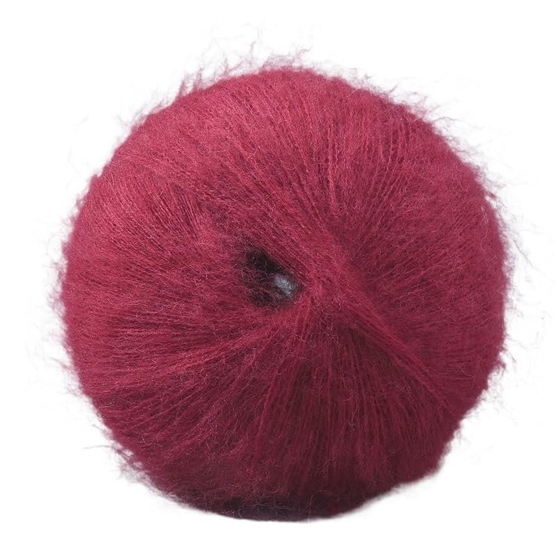 100g Silk Mohair Wool Fine Thread Hand Knitted Scarf Shawl (Color : Purple red)