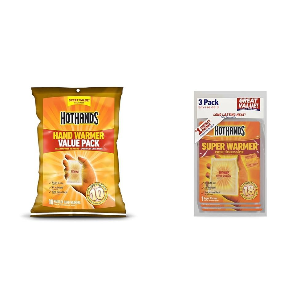HotHands Hand Warmer Value Pack(10 Count) & HotHands Body & Hand Super Warmers - Long Lasting Natural Odorless Air Activated Warmers - Up to 18 Hours of Heat - 3 Individual Warmers