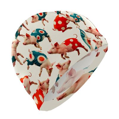 Stylish Printed Swimming Cap Hair Scalp Protection Less Resistance Waterproof for Women Large for Long Hair Men's Swim Cap Ideal for Adults Teens Pig