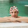 Stylish Printed Swimming Cap Hair Scalp Protection Less Resistance Waterproof for Women Large for Long Hair Men's Swim Cap Ideal for Adults Teens Pig view 3