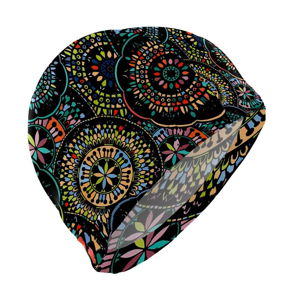 Stylish Printed Swimming Cap Hair Scalp Protection Less Resistance Waterproof for Women Large for Long Hair Men's Swim Cap Ideal for Adults Teens Bohemian Wind