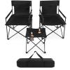 Giantex Camping Chair and Table Set - 3 Pack Folding Beach Chair with Side Table, 2 Cup Holders, Storage Pockets, Carrying Bag, 400 lbs Capacity Hammock Camping Chair for Fishing, Hiking, Picnic, BBQ view 1