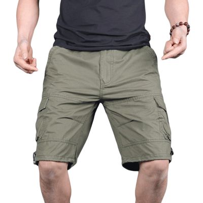 JEsilunmaMY Men's Elastic Waist Casual Cargo Shorts Multi-Pockets Summer Beach Shorts Relaxed Fit Working Cotton Shorts (Army Green,Medium)