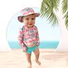 3 Month Baby Girl Long Sleeve Swimsuit Two Piece Rash Guard Set Infant Flamingo Bathing Suit with Hat Swimming Beach Wear 3-6 Months view 2