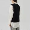 Blostirno Women's Sweater Vest V Neck Knit Pullover Vests Trendy Solid Knitwear Sleeveless Sweaters Tops(White L) view 3
