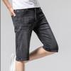 JEsilunmaMY Slim Straight Denim Shorts for Men Washed Distressed Stretch Denim Short Pants Summer Casual Cotton Jean Shorts (Grey,33) view 3
