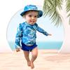 HINTINA 3 Month Baby Girl Long Sleeve Swimsuit Two Piece Rash Guard Set Infant Palm Leaf Bathing Suit with Hat Hawaiian Swimming Beach Wear 3-6 Months view 3