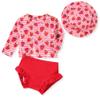 HINTINA 3 Month Baby Girl Long Sleeve Swimsuit Two Piece Rash Guard Set Infant Strawberry Bathing Suit with Hat Swimming Beach Wear 3-6 Months view 1