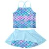 Girls Swimsuit Mermaid Bathing Suits 9-10 Tankini Sets Criss-Cross Adjustable Strap Summer Beach Two Piece Swimwear Size 10 view 1