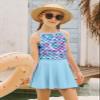 Girls Swimsuit Mermaid Bathing Suits 9-10 Tankini Sets Criss-Cross Adjustable Strap Summer Beach Two Piece Swimwear Size 10 view 3