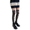 Women Lace Thigh High Socks Cute Sheer Ruffle Hollow Out Pantyhose Knee High Stocking Sexy Summer Favors Accesories (Black Bow, One Size) view 2