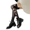 Women Lace Thigh High Socks Cute Sheer Ruffle Hollow Out Pantyhose Knee High Stocking Sexy Summer Favors Accesories (Black Bow, One Size) view 3