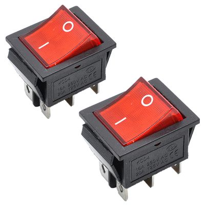 Ganasome 2 Pcs KCD4 Rocker Switch - 6 Pin DPDT 2 Position, AC 250V 10A 125V 16A, Green Light for Car, Motorcycle & Boat