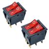 GANASOME 2 Pcs KCD4 Rocker Switch - AC 250V 16A 125V 20A, 6P Terminals, Double SPST 2 Way, Panel Mount with Red Light for Boat & Marine Equipment view 1