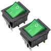 GANASOME 2 Pcs KCD4 Rocker Switch - 6 Pin DPDT 2 Position, AC 250V 10A 125V 16A, Green Light for Car, Motorcycle & Boat view 1
