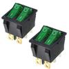 Ganasome 2 Pcs KCD4 Rocker Switch - AC 250V 16A 125V 20A, 6P Terminals, Double SPST 2 Way, Panel Mount with Green Light for Boat & Marine Equipment view 1