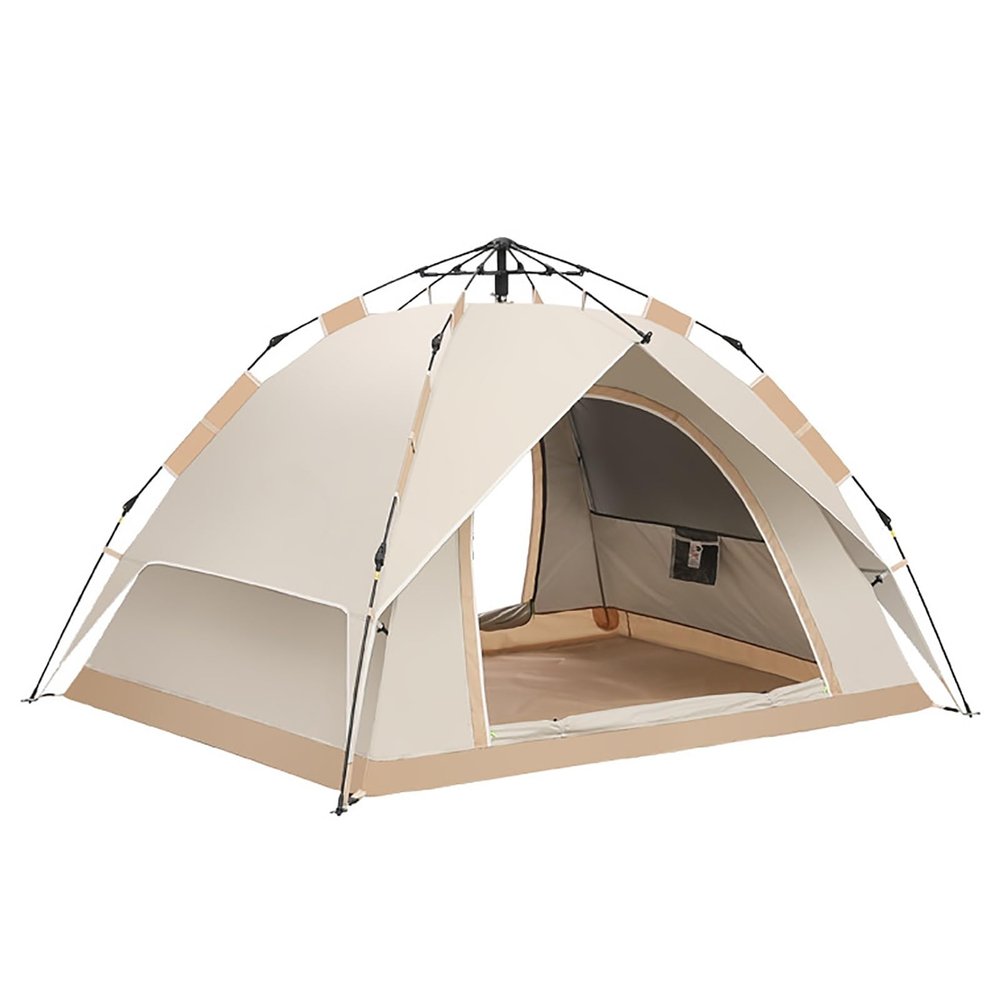 Pop Up Tent, Family Tent for 4 Person, Portable Instant Tent, Waterproof Windproof for Camping Hiking Mountaineering(Off-White)