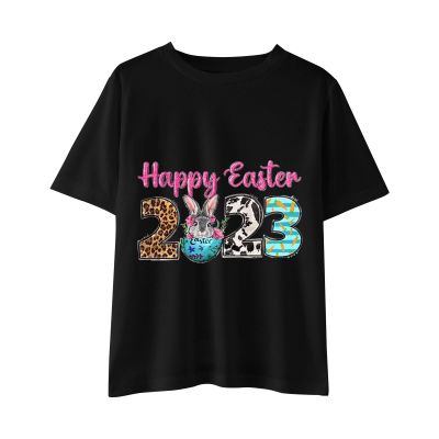 AIMAOMI Easter Day Prints Shirts Easter T-Shirt for Toddler Boys Girls Eggs Hunt Bunny Outfits Tractor Kids (Black, 10-12 Years)