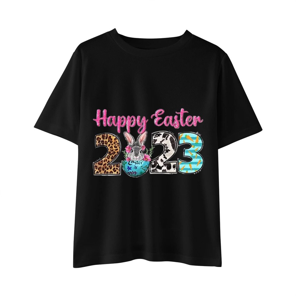 AIMAOMI Easter Day Prints Shirts Easter T-Shirt for Toddler Boys Girls Eggs Hunt Bunny Outfits Tractor Kids (Black, 10-12 Years)