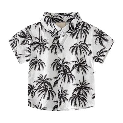 AIMAOMI Toddler Boys awaiian Shirt Kids Short Sleeve Button Down T Shirts Little Boy Beach Clothes Print (White, 5-6 Years)