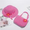2 Pcs Girls Tea Party traw Sun Hat and Purse Set Kids Party Gift Sunflower Flower Sun Hat traw (Hot Pink, One Size) view 2