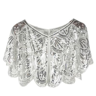 EUBUY Women 1920s Shawl Sequin Beaded Shawls and Wraps for Evening Dresses Chiffon Shawl Sparkly Scarf