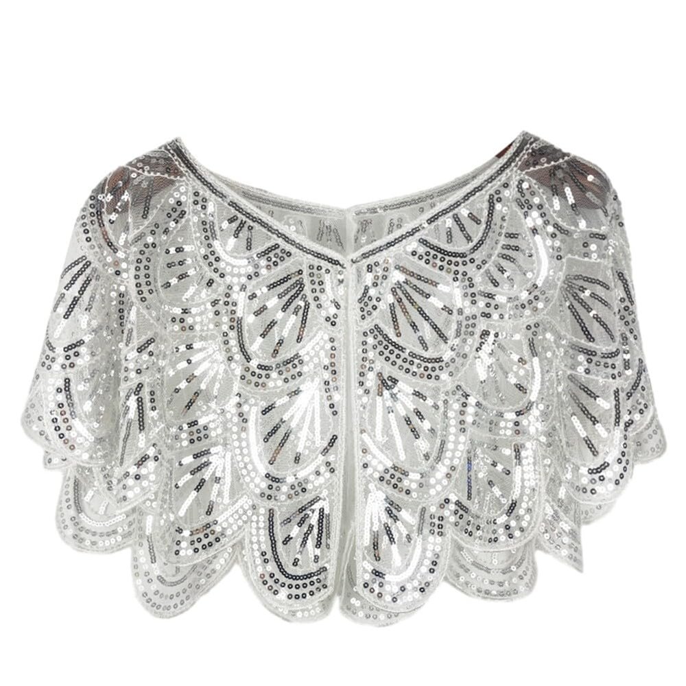 EUBUY Women 1920s Shawl Sequin Beaded Shawls and Wraps for Evening Dresses Chiffon Shawl Sparkly Scarf
