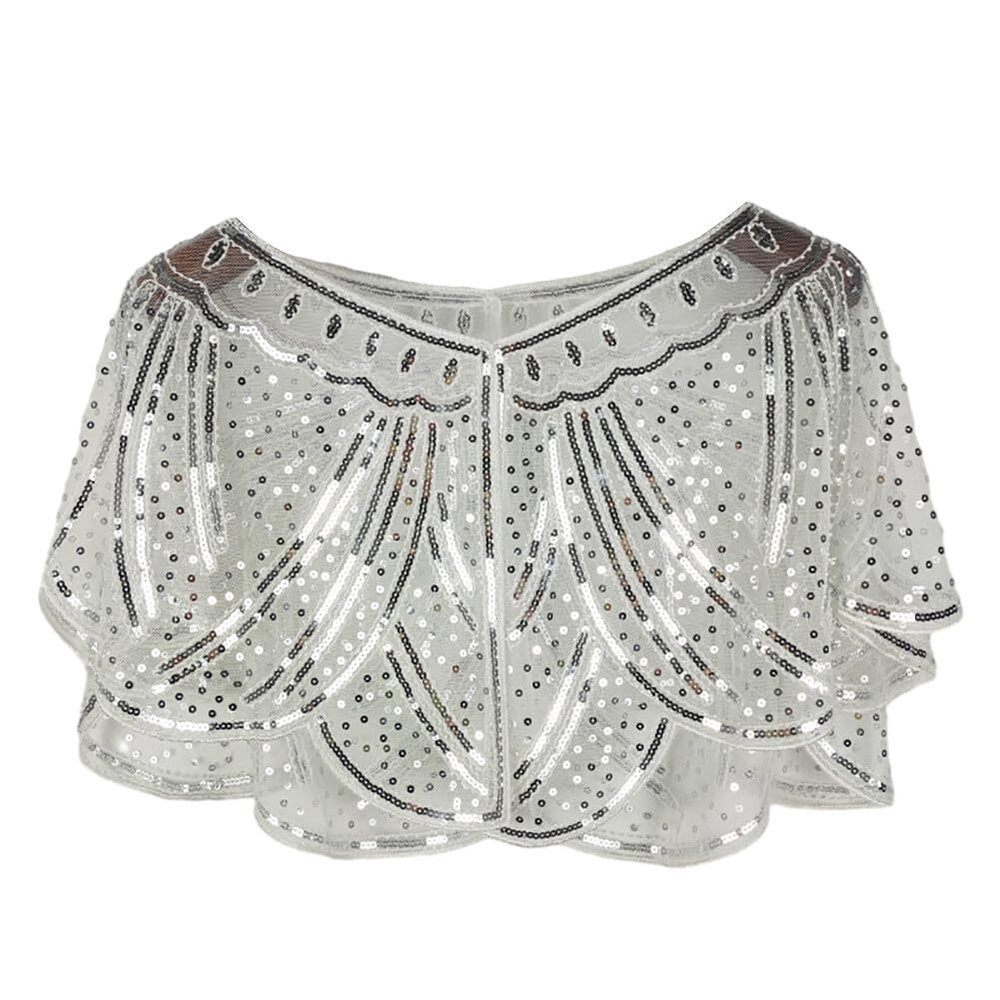 EUBUY Women 1920s Flapper Shawl Sequins Beaded Vintage Shawl Wrap Dressy Shawls and Wraps for Evening Wear