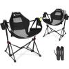 AKSOUL Hammock Camping Chair Swinging: Aluminum Alloy Adjustable Back Swinging Chair, Folding Rocking Chair with Pillow Cup Holder, Recliner for Outdoor Travel Sports Games Lawn Concerts Backyard view 1