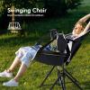 AKSOUL Hammock Camping Chair Swinging: Aluminum Alloy Adjustable Back Swinging Chair, Folding Rocking Chair with Pillow Cup Holder, Recliner for Outdoor Travel Sports Games Lawn Concerts Backyard view 2
