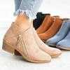 HINDOLA Ankle Boots for Women Casual Slip On Low Heel Chunky Stacked Heel Side Zipper Western Booties Dress Short Boots Shoes view 3